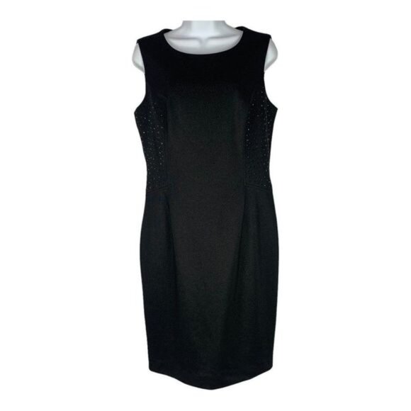 Nine West Black Sleeveless Sheath Dress With Studded Side Panels Size 6 - Picture 1 of 11